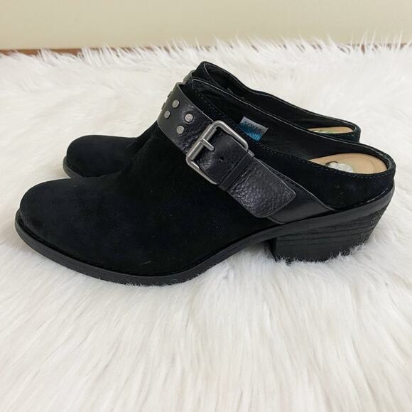 Sofft Black Suede Western Style Mules Sz 8 Strap/Buckle Detail Cushioned Insoles - Picture 3 of 11